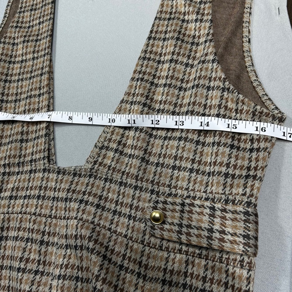 American Eagle Pinafore Dress Women M Brown Houndstooth Academic Dark Academia - Picture 8 of 8